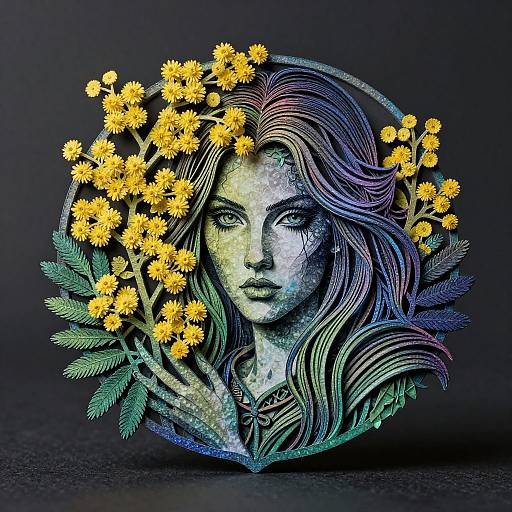 Intricate Mimosa Line Art Trinket