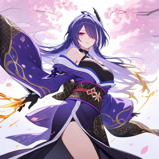 Elegant Cowboy Shot of a Kimono Girl