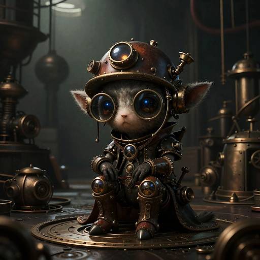 Melancholic Wojak in Steampunk Factory