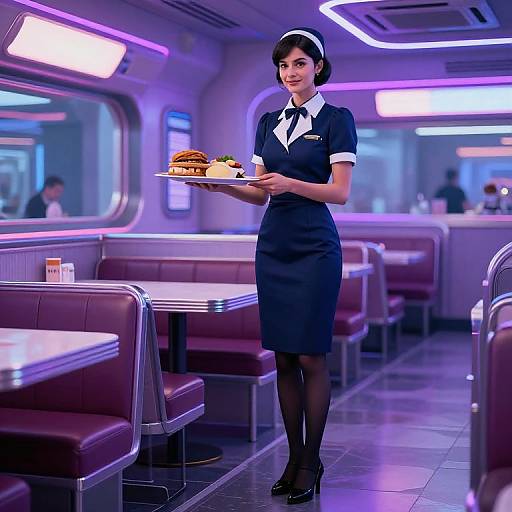 Futuristic 1920s Diner Waitress