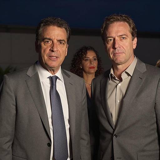 Middle-Aged Men in Suits at Night