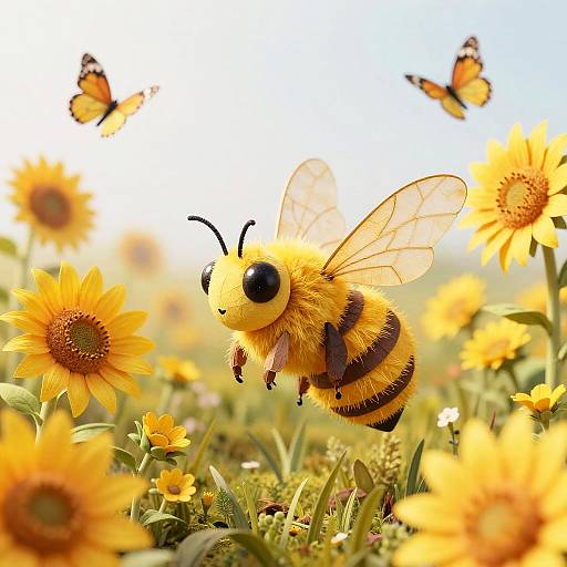 Whimsical Papier-Mâché Honey Bee Sculpture