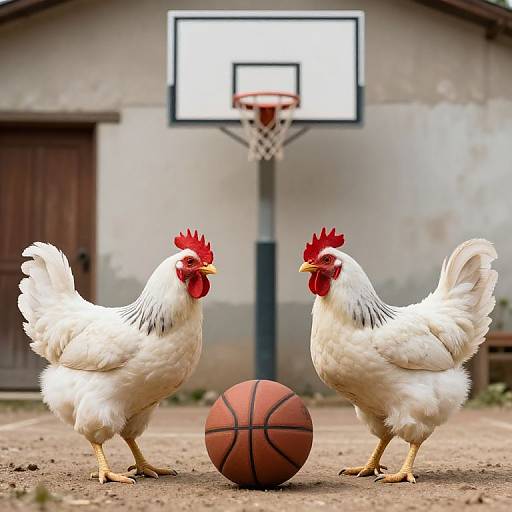 Playful Chickens Basketball Game