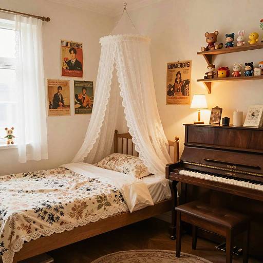 Cozy Vintage Teen Room with Canopy Bed