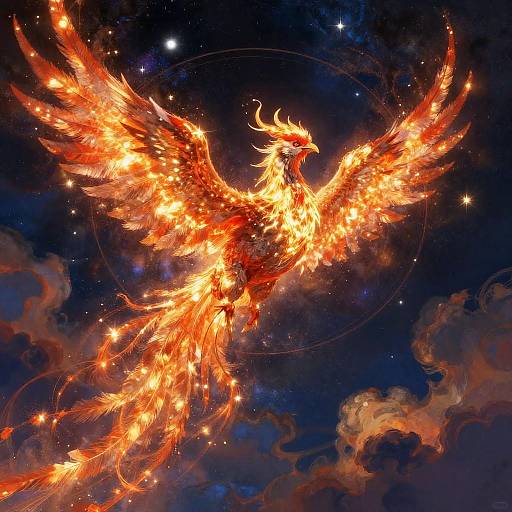Celestial Phoenix Soaring in Space