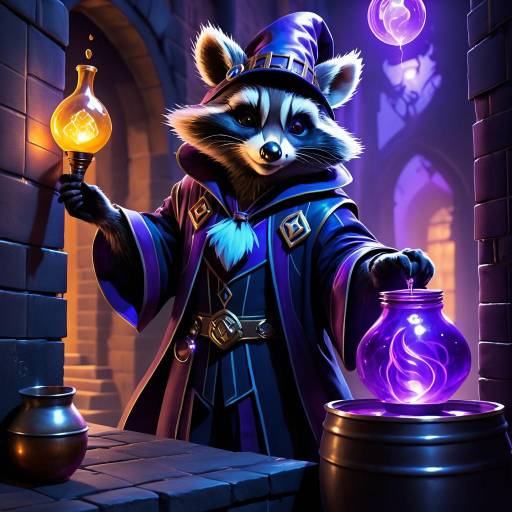 Cinematic Raccoon Trickster Brewing Potion
