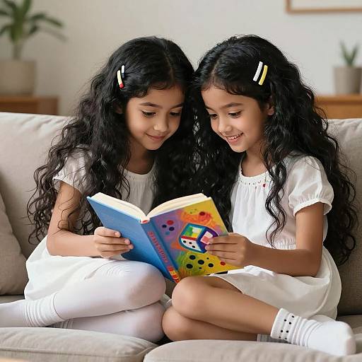 Conjoined Twins Reading Together