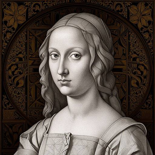 Renaissance Woman with Geometric Lines