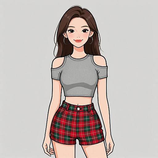 Smiling Woman in Chic Casual Outfit