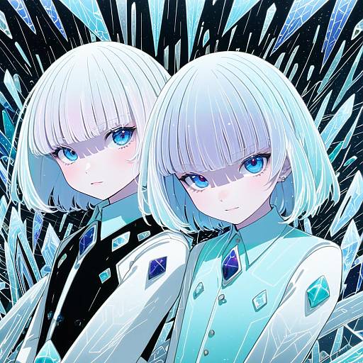 Illustration of Antarcticite, houseki no kuni in the style of Epiphone (flet06)