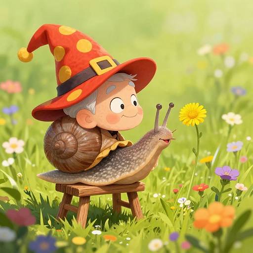 Elderly Snail Wizard in Meadow
