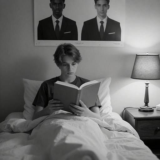 Serene Reading in Monochrome