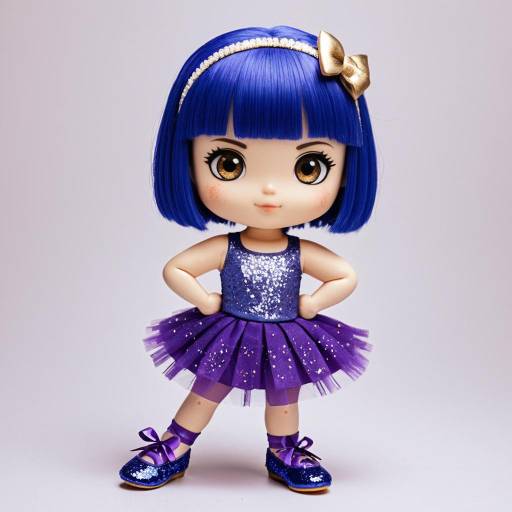 Chibi Doll with Blue Hair and Purple Tutu
