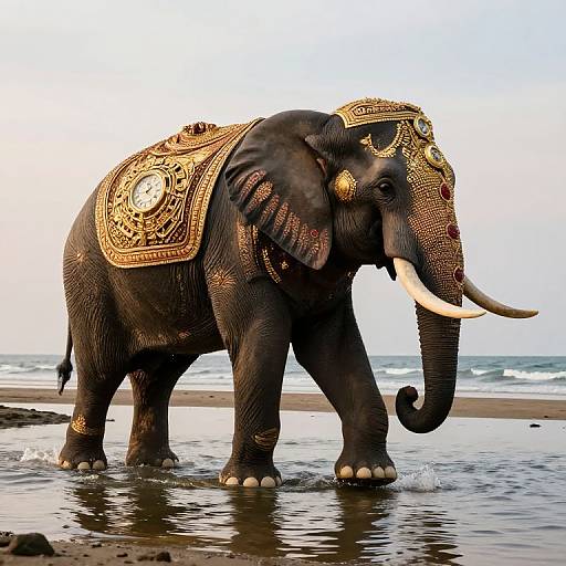 Clockwork Elephant in Coastal Tide Pool
