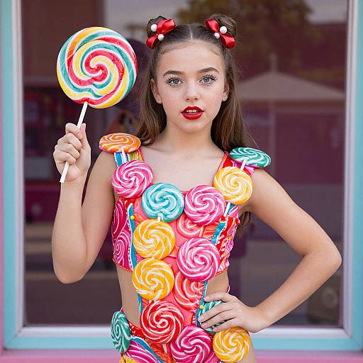 Teen in Candy-Colored Lollipop Costume