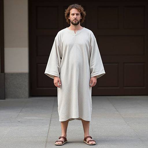 Man in Loose Robe and Sandals