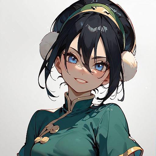 Anime Girl in Chinese Attire with Smile