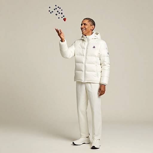 Candid Portrait of Obama with Fruits