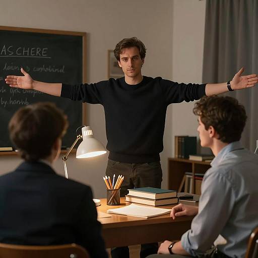 Three Men Engaged in Deep Conversation