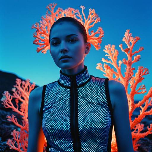 Surreal Portrait of Woman with Glowing Coral