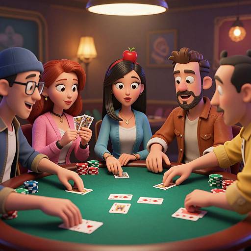Realistic Cartoon Poker Game Scene