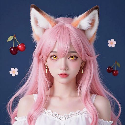 Whimsical Anime Girl with Fox Ears