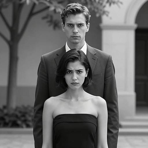 Black and White Portrait of Man and Woman
