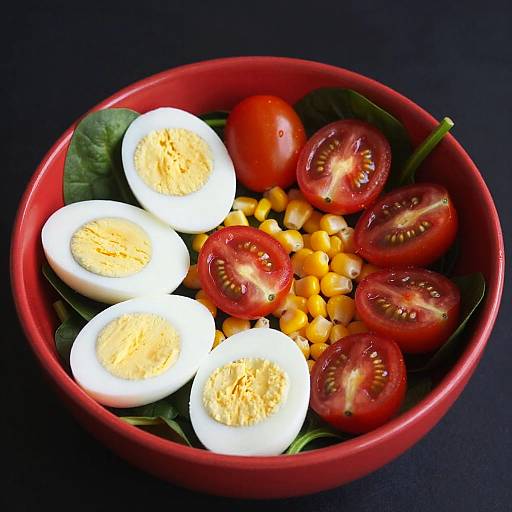 Vibrant Colorful Salad in Red Bowl
