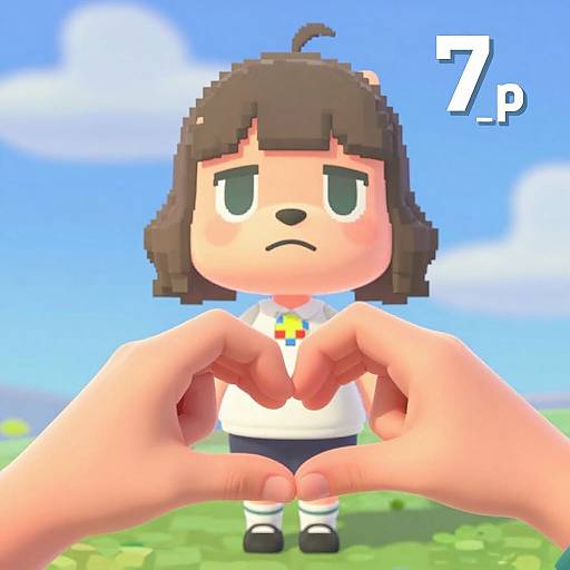 Isabelle Pixel Art with Heart Hands