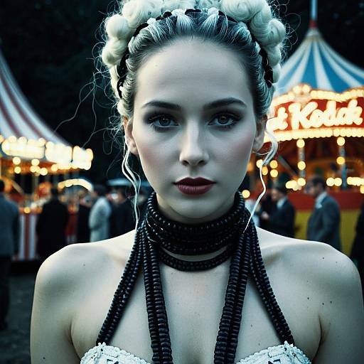 Portrait of Woman in Art Nouveau Fashion at Carnival