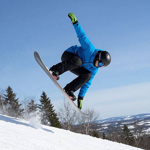 Snowboarder Mid-Air Spread-Eagle Trick