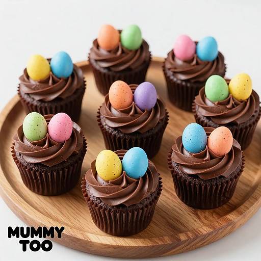 Chocolate Easter Nest Cupcakes Display