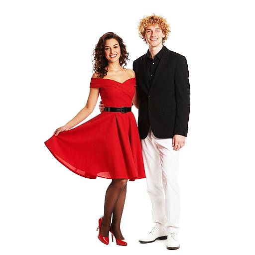 Stylish Couple Portrait on White Background