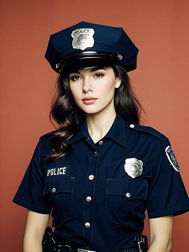 Detailed Photorealistic Woman in Police Costume