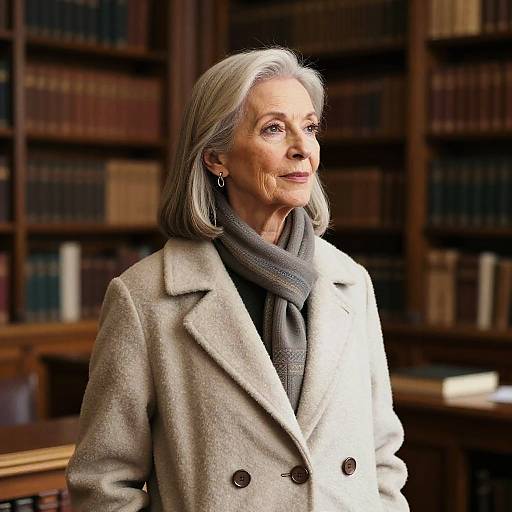 Elegant Senior Woman in Classic Coat
