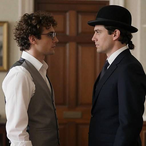 Two Men Facing Each Other in Formal Attire