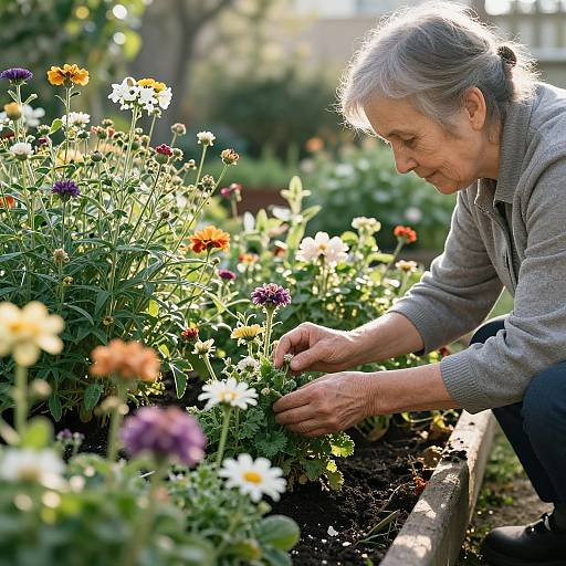 Serene Auntie's Blooming Garden