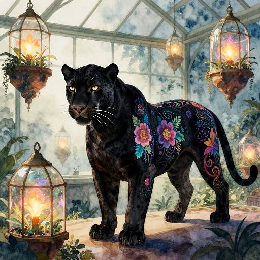 Astral Botanist in Art Nouveau Greenhouse