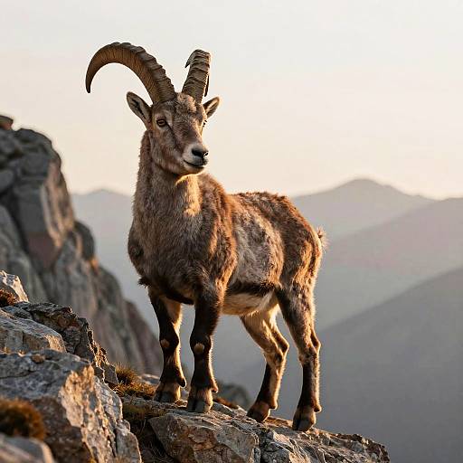 Heroic Mountain Goat on Alpine Cliffs