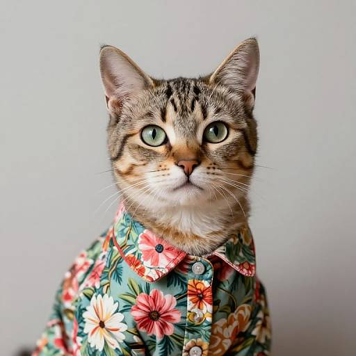 Kitsch Floral Cat Portrait