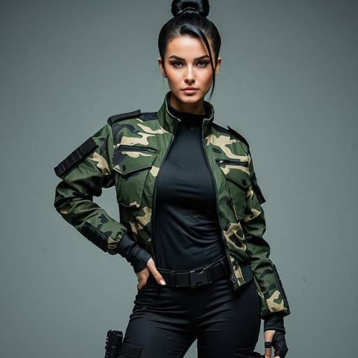 Woman in Tactical Camouflage Outfit