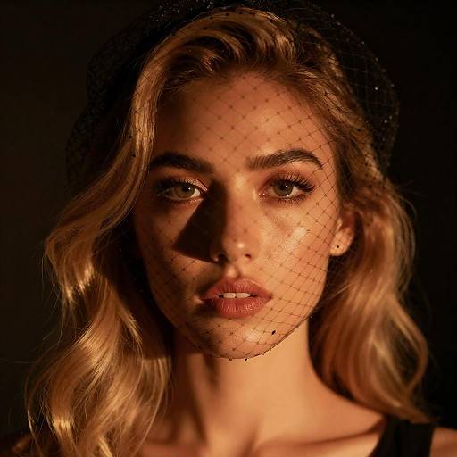 Veiled Woman in Fiery Orange Light