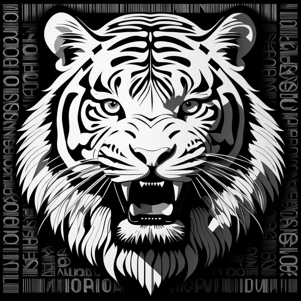 Minimalistic Typography Art of a Tiger