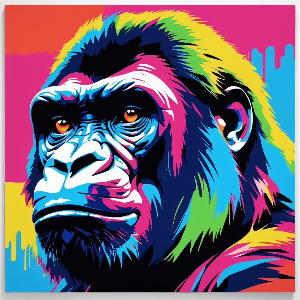 Vibrant Gorilla Pop Art Inspired by Warhol