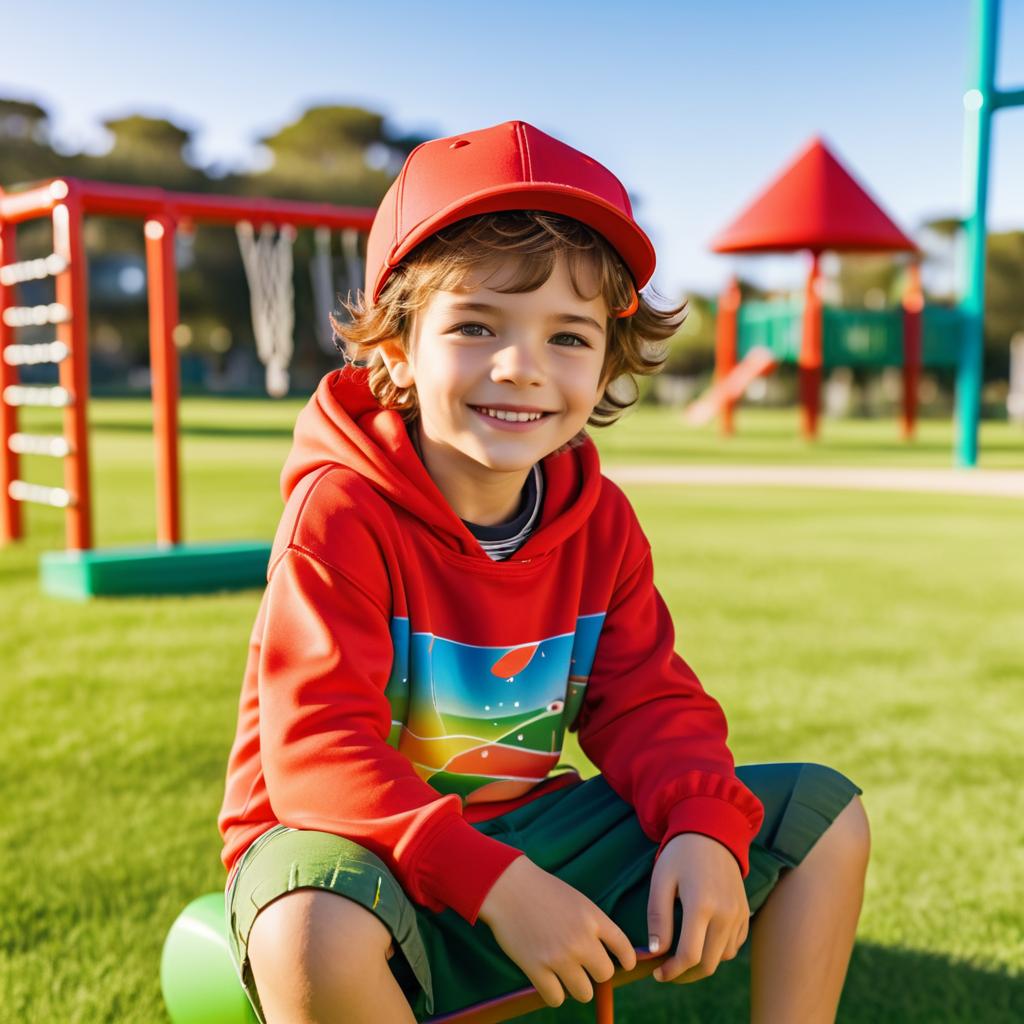 Cheerful Boy in Playful Afternoon light