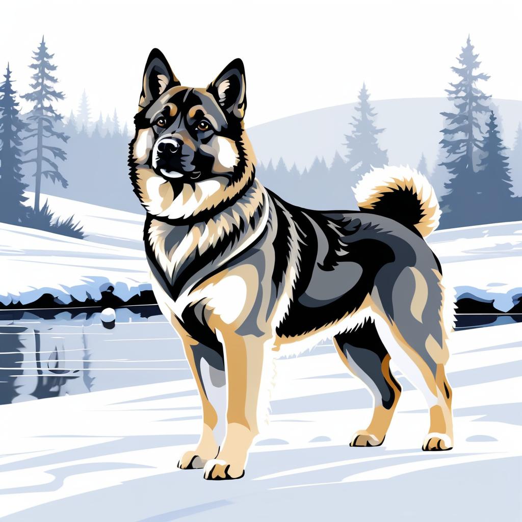 Victorian Illustration of Norwegian Elkhound