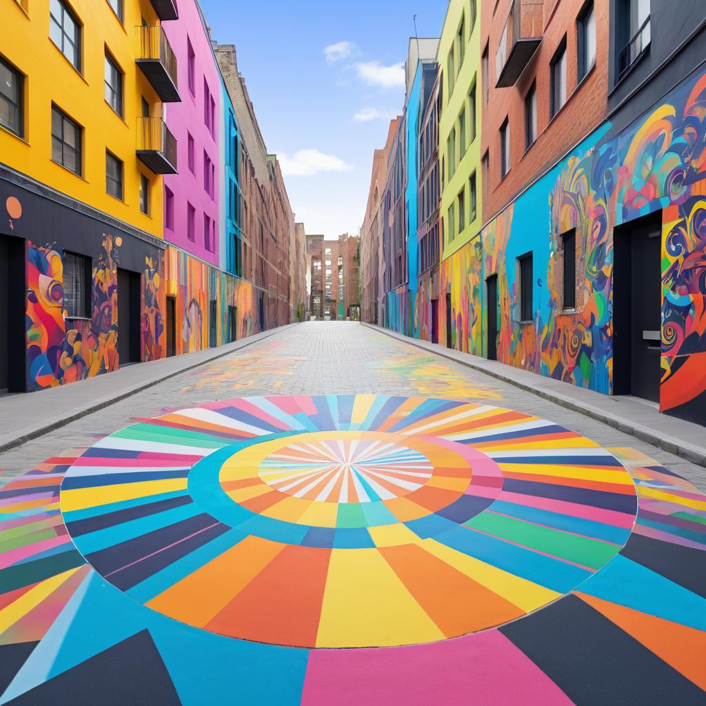 Vibrant Urban Street with Contemporary Murals