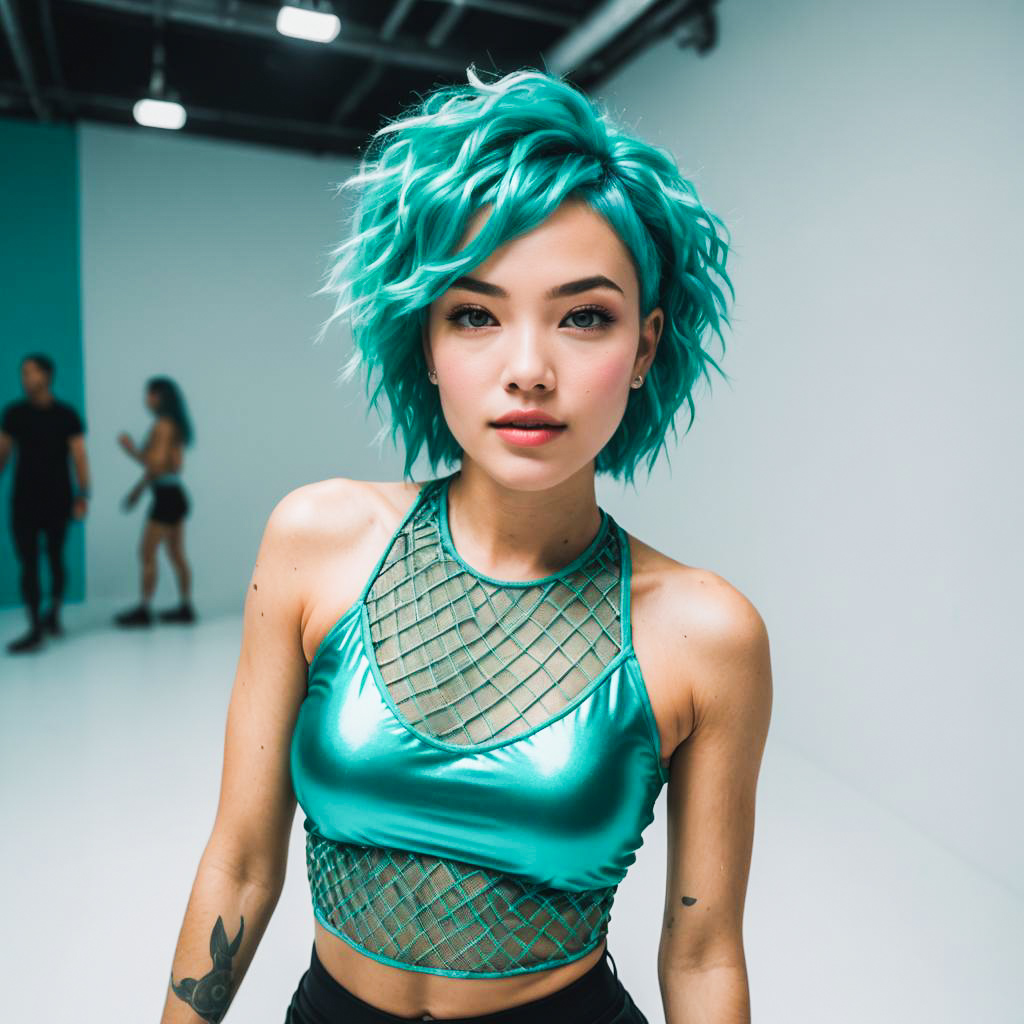 Ecstatic Raver with Teal Hair Portrait