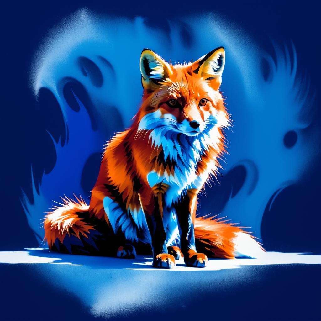 Vibrant Red Fox on Blue Background