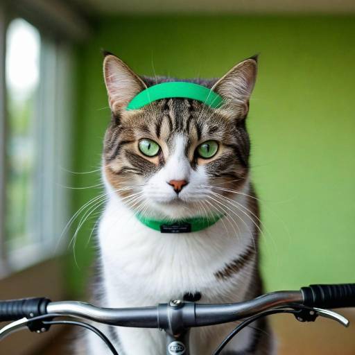 Realistic Cat with Green Eyes Indoors